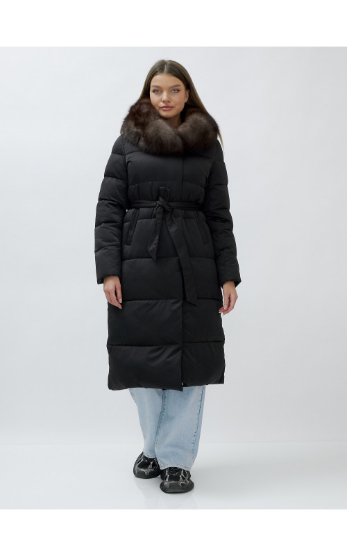 Женский зимний пуховик с мехом песца