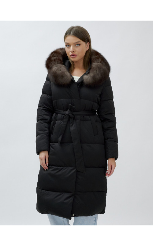 Женский зимний пуховик с мехом песца