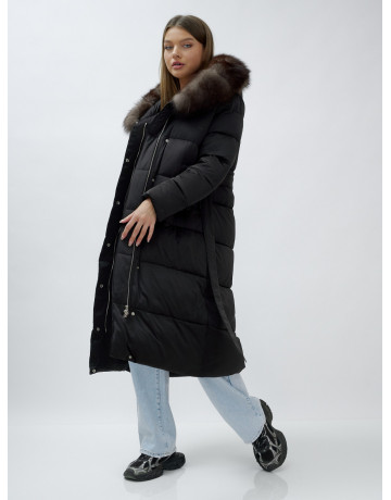Женский зимний пуховик с мехом песца