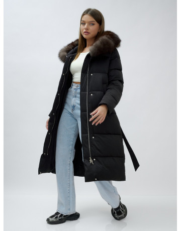 Женский зимний пуховик с мехом песца