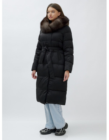 Женский зимний пуховик с мехом песца