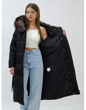 Женский зимний пуховик с мехом песца