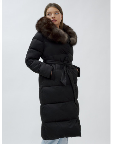 Женский зимний пуховик с мехом песца