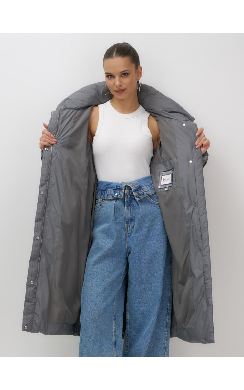 Длинный зимний пуховик для женщин с капюшоном