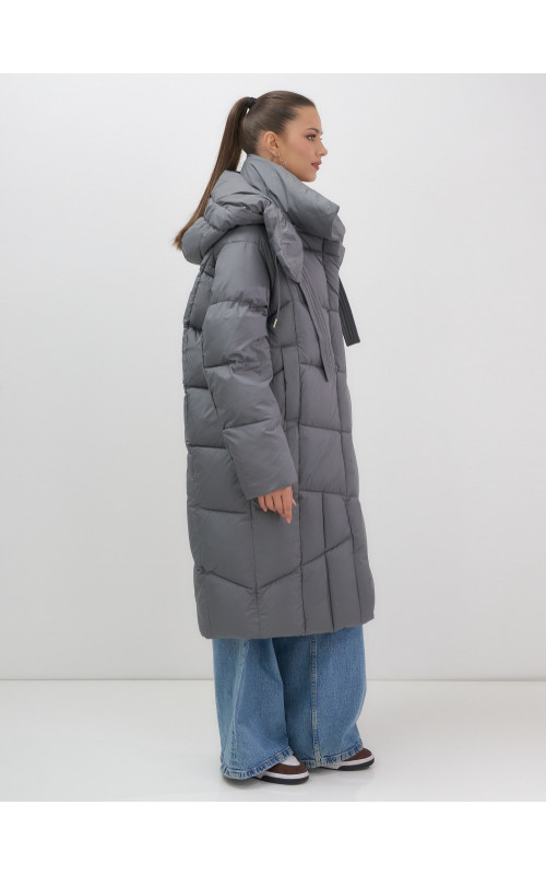 Длинный зимний пуховик для женщин с капюшоном