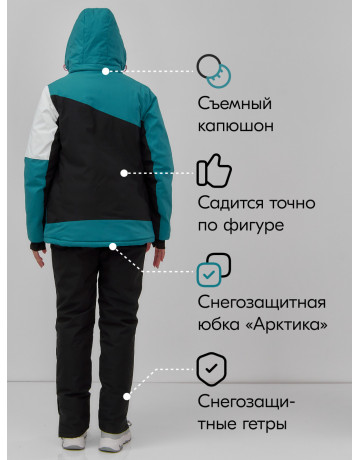 Женский горнолыжный костюм зимний зелёный