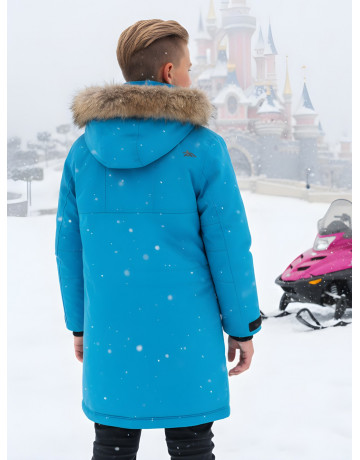 Зимняя парка с мехом енота для мальчика-подростка