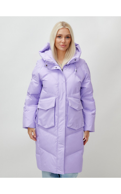 Длинный зимний пуховик с капюшоном «Летучая мышь» для женщин