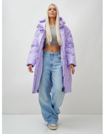 Длинный зимний пуховик с капюшоном «Летучая мышь» для женщин