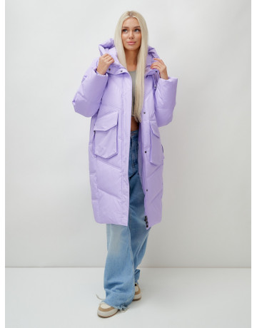 Длинный зимний пуховик с капюшоном «Летучая мышь» для женщин