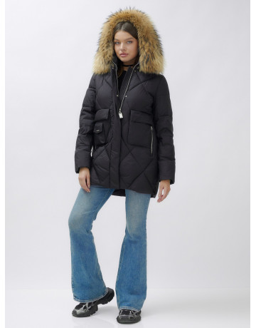 Женская зимняя куртка премиум-класса с мехом енота.