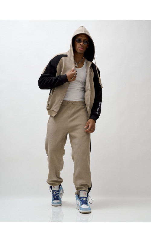 Мужской утеплённый спортивный костюм с начёсом для осени