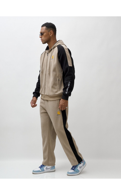 Мужской утеплённый спортивный костюм с начёсом для осени