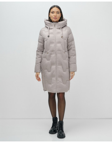 Длинный женский пуховик с капюшоном для зимы