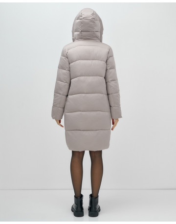 Длинный женский пуховик с капюшоном для зимы