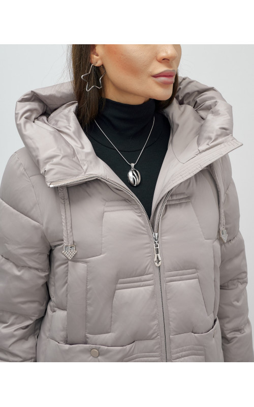 Длинный женский пуховик с капюшоном для зимы