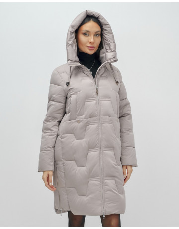 Длинный женский пуховик с капюшоном для зимы