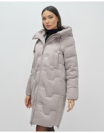 Длинный женский пуховик с капюшоном для зимы