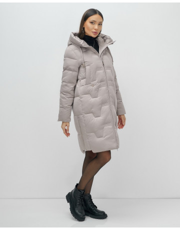 Длинный женский пуховик с капюшоном для зимы