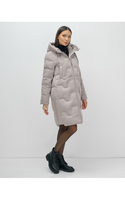 Длинный женский пуховик с капюшоном для зимы
