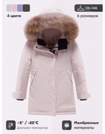Зимняя парка для девочек розовая с капюшоном.