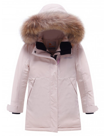 Зимняя парка для девочек розовая с капюшоном.