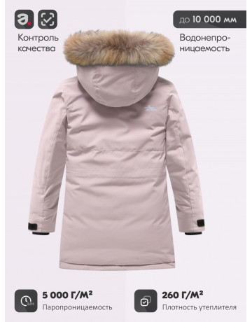 Зимняя парка для девочек розовая с капюшоном.