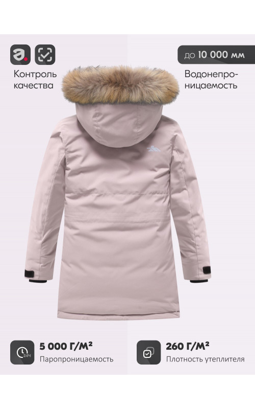 Зимняя парка для девочек розовая с капюшоном.