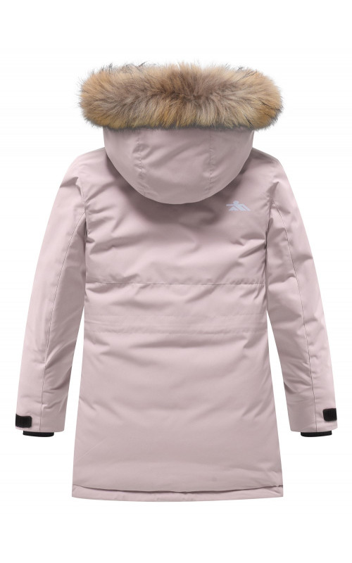 Зимняя парка для девочек розовая с капюшоном.